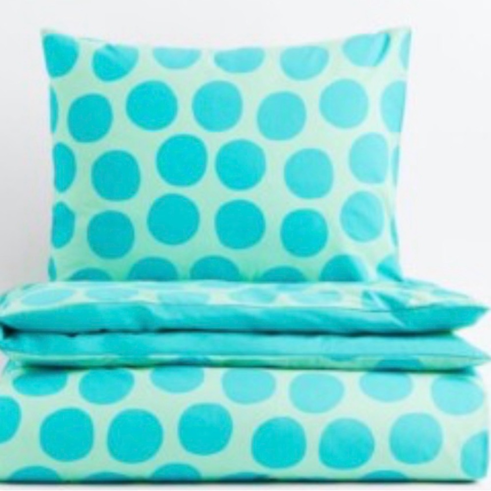 H&M Turquoise Polka Dot Duvet Cover